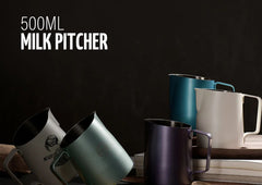 WPM #16 Long Sharp Spout Espresso Steaming Milk Frothing Pitcher | Stainless Steel | Milk Jug & Barista Tools for Cappuccino & Latte Art, For Amateurs, Professionals & Coffee Lover, 500 ML