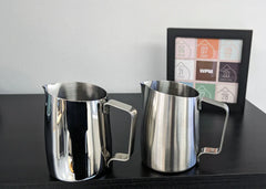 WPM #06 Round Spout Espresso Steaming Milk Frothing Pitcher | Stainless Steel | Milk Jug & Barista Tools for Cappuccino & Latte Art, For Amateurs, Professionals & Coffee Lover, 450 ML