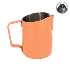 WPM #22 Slow Pour Extra Round Spout Espresso Steaming Milk Frothing Pitcher | Stainless Steel | Milk Jug & Barista Tool for Cappuccino & Latte, Amateurs, Professionals & Coffee Lover, 450 ML, Peach Fuzz
