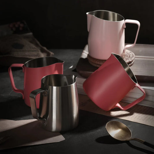 WPM #06 Round Spout Espresso Steaming Milk Frothing Pitcher | Stainless Steel | Milk Jug & Barista Tools for Cappuccino & Latte Art, For Amateurs, Professionals & Coffee Lover, 450 ML