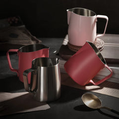 WPM #06 Round Spout Espresso Steaming Milk Frothing Pitcher | Stainless Steel | Milk Jug & Barista Tools for Cappuccino & Latte Art, For Amateurs, Professionals & Coffee Lover, 450 ML