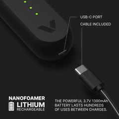 Subminimal Handheld NanoFoamer Lithium Rechargeable Performance Milk Foamer, Waterproof, Dual-Speed, Stainless Steel | Microfoamed Milk in 30 Seconds, Barista-Style Coffee Drinks at Home | BLACK