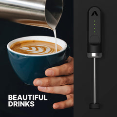 Subminimal Handheld NanoFoamer Lithium Rechargeable Performance Milk Foamer, Waterproof, Dual-Speed, Stainless Steel | Microfoamed Milk in 30 Seconds, Barista-Style Coffee Drinks at Home | BLACK