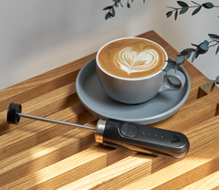 Subminimal Handheld NanoFoamer Lithium Rechargeable Performance Milk Foamer, Waterproof, Dual-Speed, Stainless Steel | Microfoamed Milk in 30 Seconds, Barista-Style Coffee Drinks at Home | BLACK