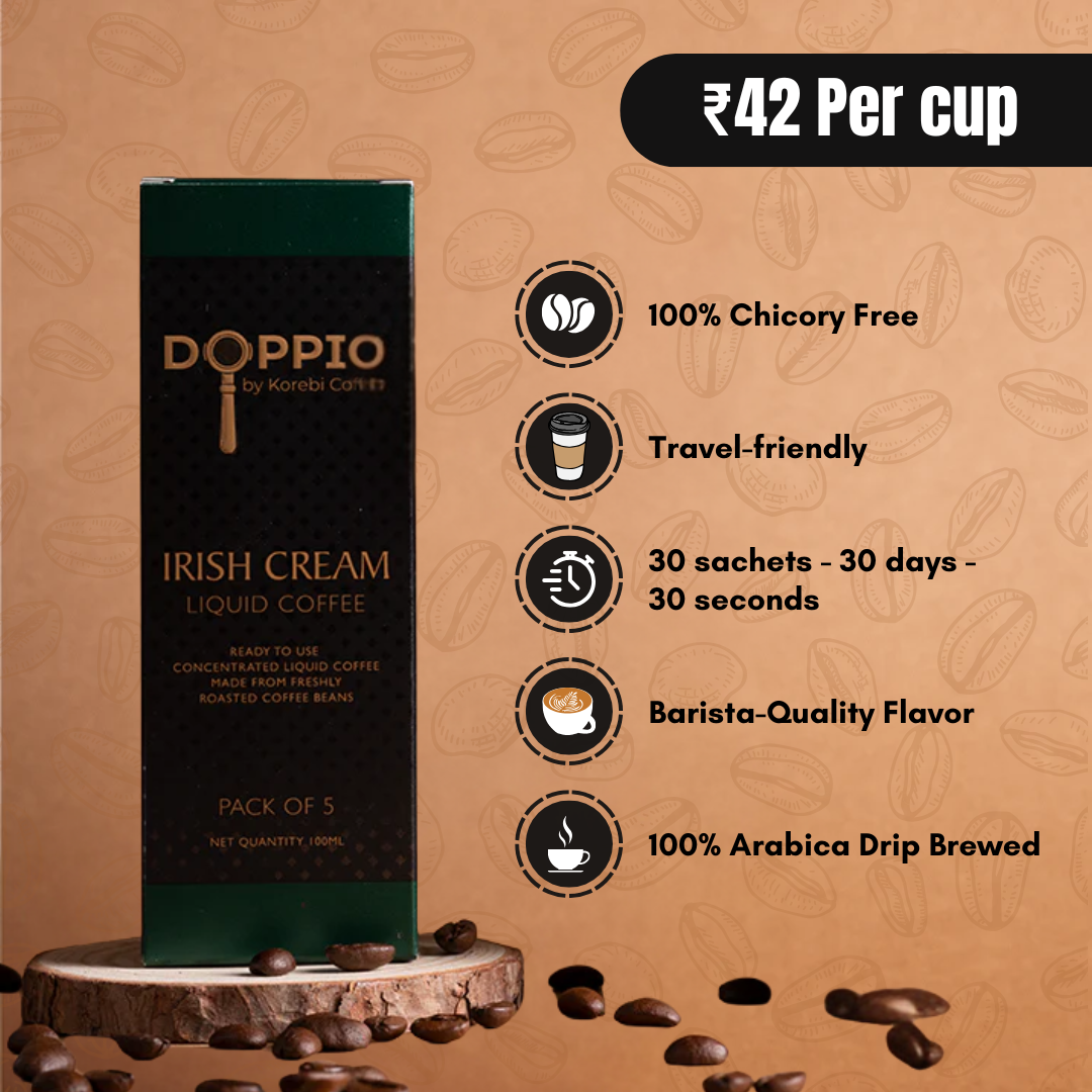 Irish Cream - Doppio Instant Liquid Coffee Concentrate (Pack of 30 Sachets)