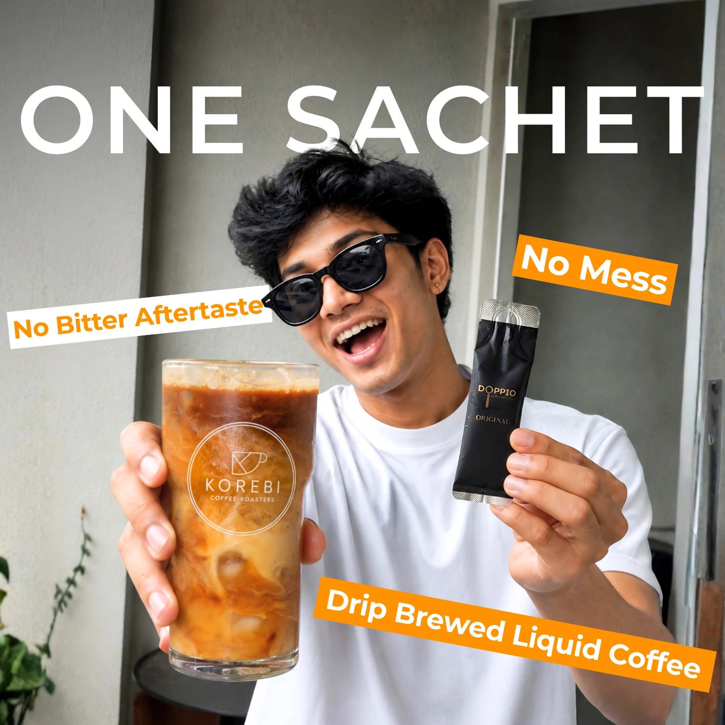 Doppio Liquid Coffee - Starter Pack | Original, Hazelnut & Salted Caramel (15 Sachets - Ready in Seconds)